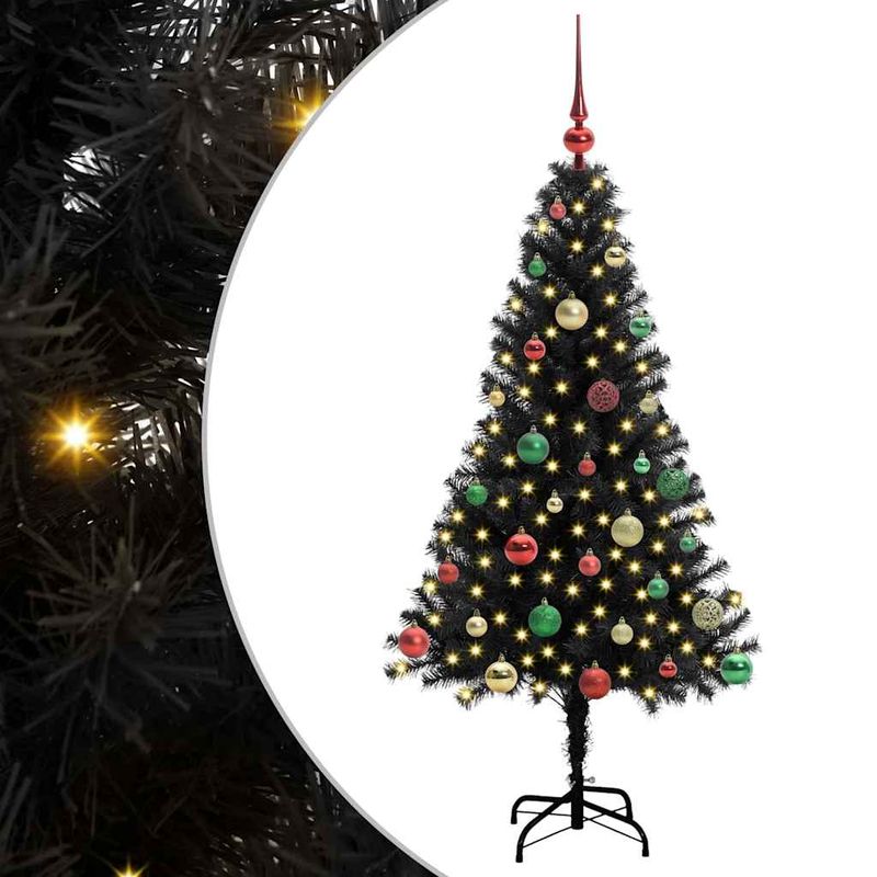 Casa si Gradina - Decoratiuni - Decoratiuni de sezon - Brad de Craciun cu 150 LED cu suport Negru 150 cm PVC - Infinity.ro