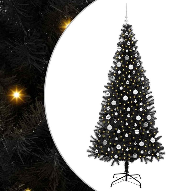 Casa si Gradina - Decoratiuni - Decoratiuni de sezon - Brad de Craciun cu 300 LED cu suport Negru 210 cm PVC - Infinity.ro