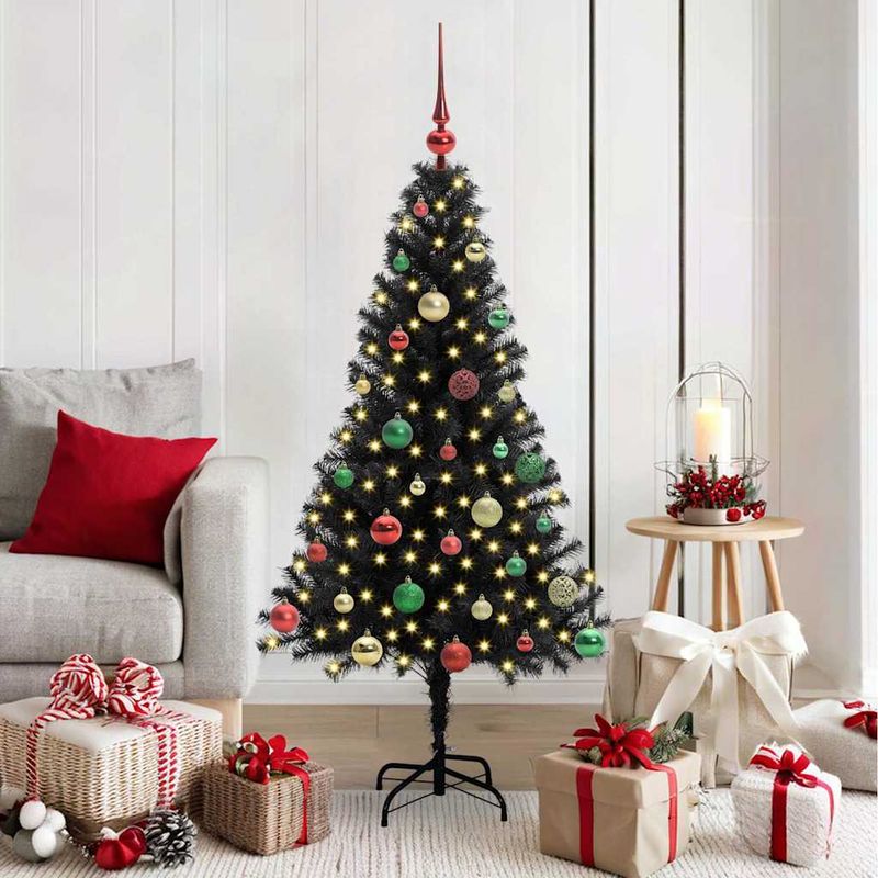 Casa si Gradina - Decoratiuni - Decoratiuni de sezon - Brad de Craciun cu 150 LED cu suport Negru 150 cm PVC - Infinity.ro