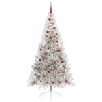 Casa si Gradina - Decoratiuni - Decoratiuni de sezon - Pom de Craciun artificial pre-iluminat Argintiu 210 cm PET - Infinity.ro