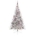 Casa si Gradina - Decoratiuni - Decoratiuni de sezon - Pom de Craciun artificial pre-iluminat Argintiu 210 cm PET - Infinity.ro