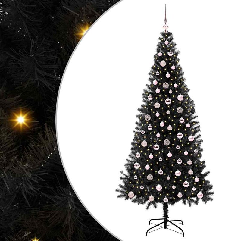 Casa si Gradina - Decoratiuni - Decoratiuni de sezon - Brad de Craciun cu 300 LED cu suport Negru 240 cm PVC - Infinity.ro