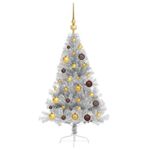 Casa si Gradina - Decoratiuni - Decoratiuni de sezon - Pom de Craciun artificial pre-iluminat Argintiu 120 cm PET - Infinity.ro