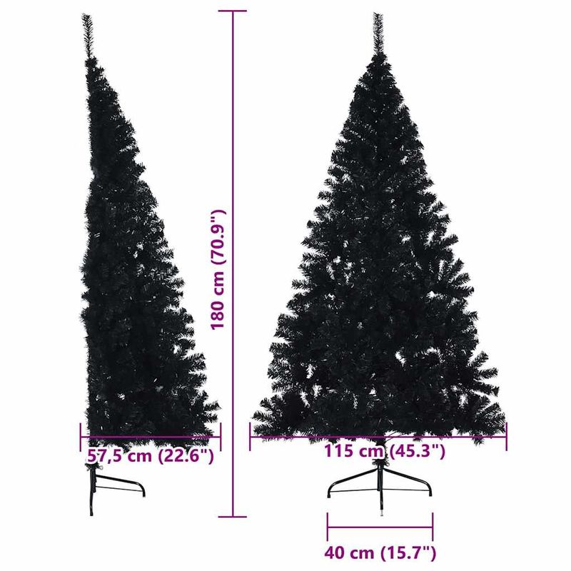 Casa si Gradina - Decoratiuni - Decoratiuni de sezon - Pom de Craciun artificial pre-iluminat Negru 180 cm PVC - Infinity.ro