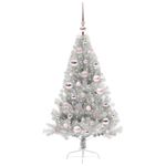 Casa si Gradina - Decoratiuni - Decoratiuni de sezon - Brad de Craciun artificial pre-iluminat Argintiu 120 cm PET - Infinity.ro