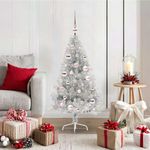 Casa si Gradina - Decoratiuni - Decoratiuni de sezon - Brad de Craciun artificial pre-iluminat Argintiu 120 cm PET - Infinity.ro