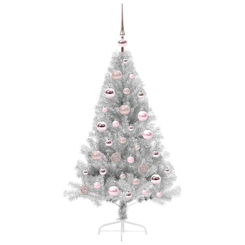 Casa si Gradina - Decoratiuni - Decoratiuni de sezon - Brad de Craciun artificial pre-iluminat Argintiu 120 cm PET - Infinity.ro