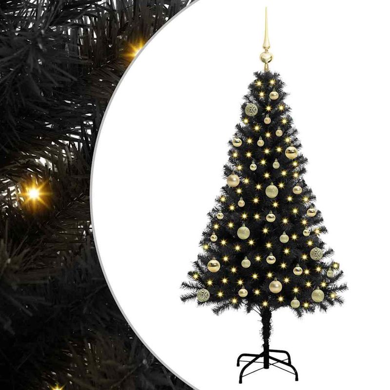 Casa si Gradina - Decoratiuni - Decoratiuni de sezon - Brad de Craciun cu 150 LED cu suport Negru 150 cm PVC - Infinity.ro