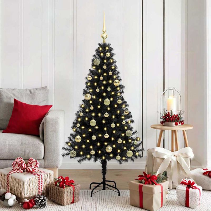 Casa si Gradina - Decoratiuni - Decoratiuni de sezon - Brad de Craciun cu 150 LED cu suport Negru 150 cm PVC - Infinity.ro