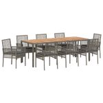 Casa si Gradina - Gradina si terasa - Mobilier exterior - Scaune si sezlonguri gradina - Set de masa pentru gradina 9 pcs Gri Rattan poli - Infinity.ro