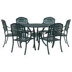 Casa si Gradina - Gradina si terasa - Mobilier exterior - Scaune si sezlonguri gradina - Set de masa pentru gradina 7 pcs Verde 90 x 90 x 75 cm - Infinity.ro
