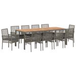 Casa si Gradina - Gradina si terasa - Mobilier exterior - Scaune si sezlonguri gradina - Set de masa pentru gradina 11 pcs Gri Rattan poli - Infinity.ro