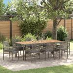 Casa si Gradina - Gradina si terasa - Mobilier exterior - Scaune si sezlonguri gradina - Set de masa pentru gradina 9 pcs Gri Rattan poli - Infinity.ro