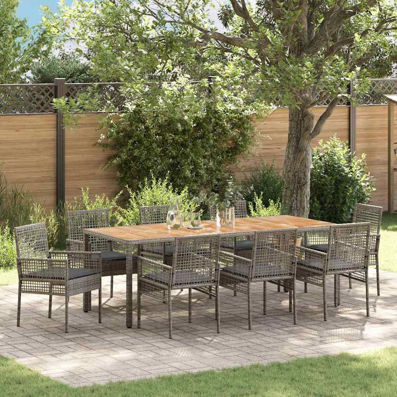 Casa si Gradina - Gradina si terasa - Mobilier exterior - Scaune si sezlonguri gradina - Set de masa pentru gradina 9 pcs Gri Rattan poli - Infinity.ro