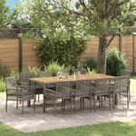 Casa si Gradina - Gradina si terasa - Mobilier exterior - Scaune si sezlonguri gradina - Set de masa pentru gradina 11 pcs Gri Rattan poli - Infinity.ro
