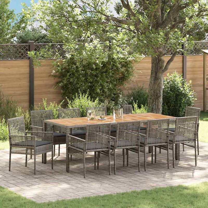 Casa si Gradina - Gradina si terasa - Mobilier exterior - Scaune si sezlonguri gradina - Set de masa pentru gradina 11 pcs Gri Rattan poli - Infinity.ro
