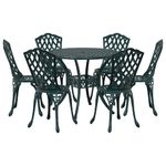 Casa si Gradina - Gradina si terasa - Mobilier exterior - Scaune si sezlonguri gradina - Set de masa pentru gradina 7 pcs Verde 90 x 90 x 75 cm - Infinity.ro