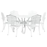Casa si Gradina - Gradina si terasa - Mobilier exterior - Scaune si sezlonguri gradina - Set de masa pentru gradina 7 pcs Alb 90 x 90 x 75 cm - Infinity.ro
