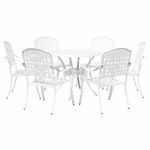 Casa si Gradina - Gradina si terasa - Mobilier exterior - Scaune si sezlonguri gradina - Set de masa pentru gradina 7 pcs Alb 90 x 90 x 75 cm - Infinity.ro