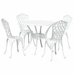 Casa si Gradina - Gradina si terasa - Mobilier exterior - Scaune si sezlonguri gradina - Set de masa pentru gradina 5 pcs Alb 90 x 90 x 75 cm - Infinity.ro