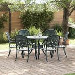 Casa si Gradina - Gradina si terasa - Mobilier exterior - Scaune si sezlonguri gradina - Set de masa pentru gradina 7 pcs Verde 90 x 90 x 75 cm - Infinity.ro