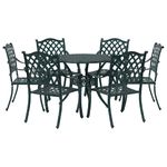 Casa si Gradina - Gradina si terasa - Mobilier exterior - Scaune si sezlonguri gradina - Set de masa pentru gradina 7 pcs Verde 90 x 90 x 75 cm - Infinity.ro