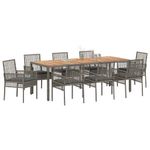 Casa si Gradina - Gradina si terasa - Mobilier exterior - Scaune si sezlonguri gradina - Set de masa pentru gradina 9 pcs Gri Rattan poli - Infinity.ro