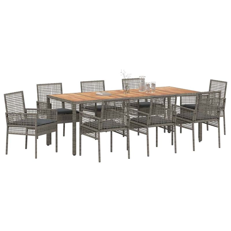 Casa si Gradina - Gradina si terasa - Mobilier exterior - Scaune si sezlonguri gradina - Set de masa pentru gradina 9 pcs Gri Rattan poli - Infinity.ro