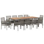 Casa si Gradina - Gradina si terasa - Mobilier exterior - Scaune si sezlonguri gradina - Set de masa pentru gradina 11 pcs Gri Rattan poli - Infinity.ro