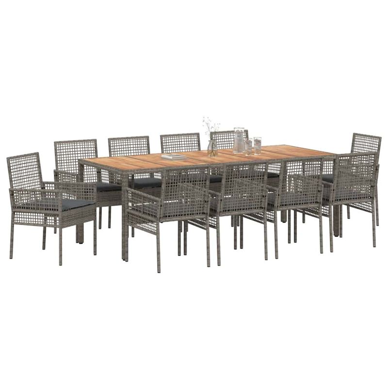 Casa si Gradina - Gradina si terasa - Mobilier exterior - Scaune si sezlonguri gradina - Set de masa pentru gradina 11 pcs Gri Rattan poli - Infinity.ro