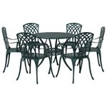 Casa si Gradina - Gradina si terasa - Mobilier exterior - Scaune si sezlonguri gradina - Set de masa pentru gradina 7 pcs Verde 90 x 90 x 75 cm - Infinity.ro