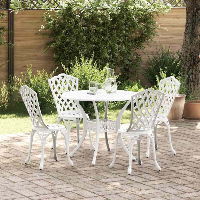 Casa si Gradina - Gradina si terasa - Mobilier exterior - Scaune si sezlonguri gradina - Set de masa pentru gradina 5 pcs Alb 90 x 90 x 75 cm - Infinity.ro