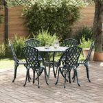 Casa si Gradina - Gradina si terasa - Mobilier exterior - Scaune si sezlonguri gradina - Set de masa pentru gradina 7 pcs Verde 90 x 90 x 75 cm - Infinity.ro