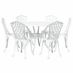Casa si Gradina - Gradina si terasa - Mobilier exterior - Scaune si sezlonguri gradina - Set de masa pentru gradina 7 pcs Alb 90 x 90 x 75 cm - Infinity.ro