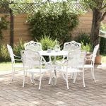 Casa si Gradina - Gradina si terasa - Mobilier exterior - Scaune si sezlonguri gradina - Set de masa pentru gradina 7 pcs Alb 90 x 90 x 75 cm - Infinity.ro