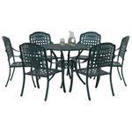 Casa si Gradina - Gradina si terasa - Mobilier exterior - Scaune si sezlonguri gradina - Set de masa pentru gradina 7 pcs Verde 90 x 90 x 75 cm - Infinity.ro