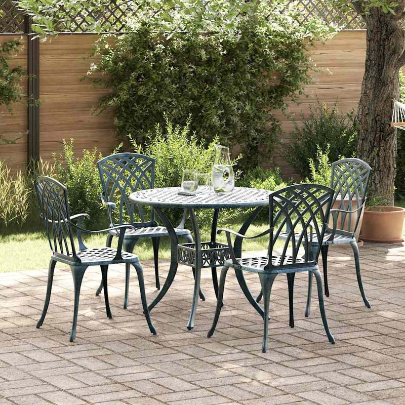Casa si Gradina - Gradina si terasa - Mobilier exterior - Scaune si sezlonguri gradina - Set de masa pentru gradina 5 pcs Verde 90 x 90 x 75 cm - Infinity.ro