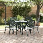 Casa si Gradina - Gradina si terasa - Mobilier exterior - Scaune si sezlonguri gradina - Set de masa pentru gradina 7 pcs Verde 90 x 90 x 75 cm - Infinity.ro