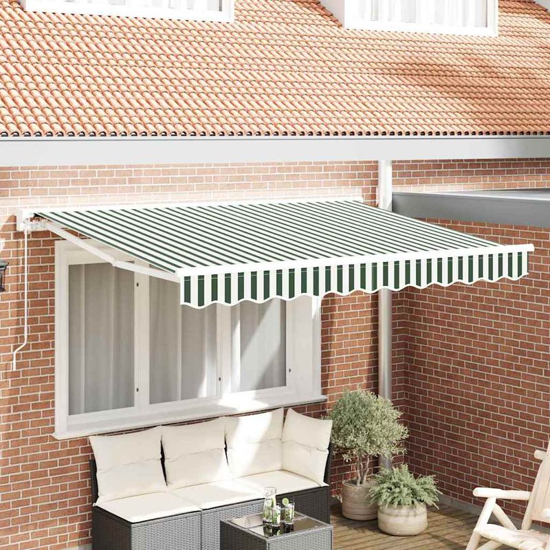 Casa si Gradina - Gradina si terasa - Umbrele si pavilioane - Pavilioane - Cortina Retractabila Manual Verde si alb 250x200 cm tesatura - Infinity.ro