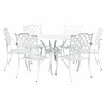 Casa si Gradina - Gradina si terasa - Mobilier exterior - Scaune si sezlonguri gradina - Set de masa pentru gradina 7 pcs Alb 90 x 90 x 75 cm - Infinity.ro