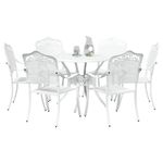 Casa si Gradina - Gradina si terasa - Mobilier exterior - Scaune si sezlonguri gradina - Set de masa pentru gradina 7 pcs Alb 90 x 90 x 75 cm - Infinity.ro