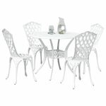 Casa si Gradina - Gradina si terasa - Mobilier exterior - Scaune si sezlonguri gradina - Set de masa pentru gradina 5 pcs Alb 90 x 90 x 75 cm - Infinity.ro