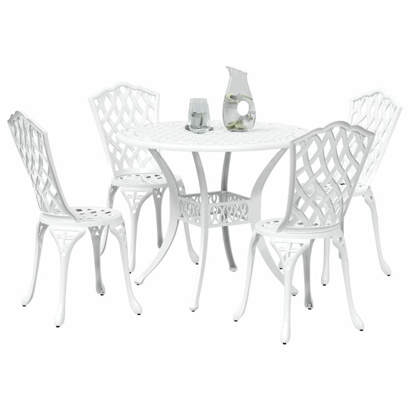 Casa si Gradina - Gradina si terasa - Mobilier exterior - Scaune si sezlonguri gradina - Set de masa pentru gradina 5 pcs Alb 90 x 90 x 75 cm - Infinity.ro