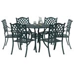 Casa si Gradina - Gradina si terasa - Mobilier exterior - Scaune si sezlonguri gradina - Set de masa pentru gradina 7 pcs Verde 90 x 90 x 75 cm - Infinity.ro