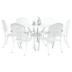 Casa si Gradina - Gradina si terasa - Mobilier exterior - Scaune si sezlonguri gradina - Set de masa pentru gradina 7 pcs Alb 90 x 90 x 75 cm - Infinity.ro