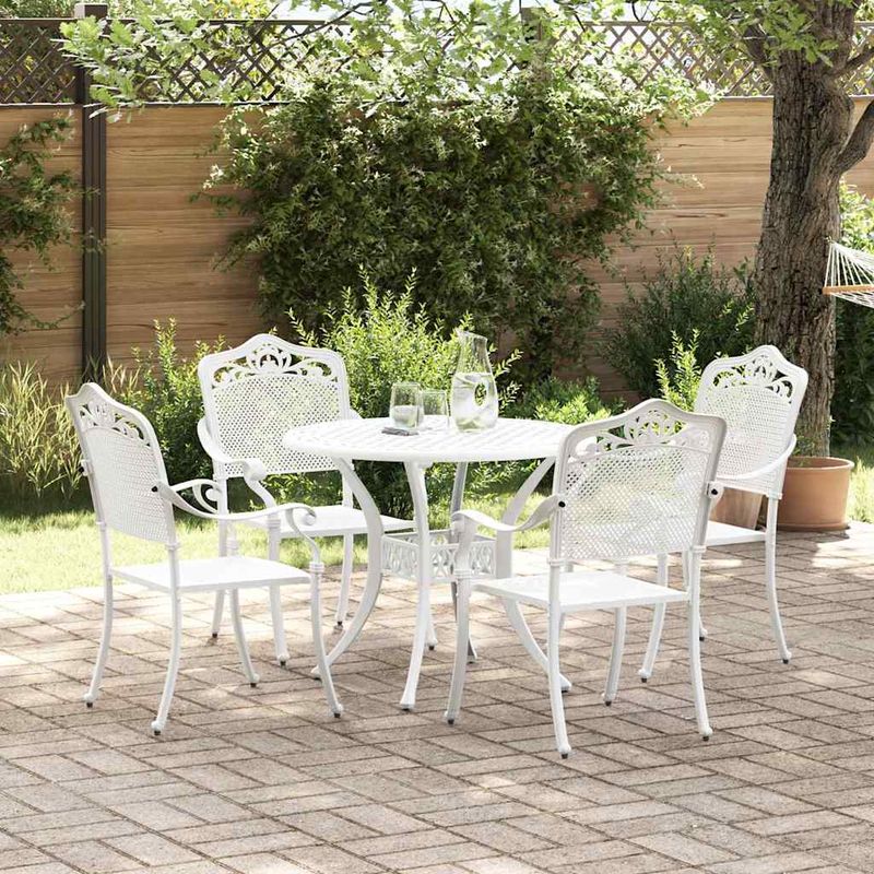 Casa si Gradina - Gradina si terasa - Mobilier exterior - Scaune si sezlonguri gradina - Set de masa pentru gradina 5 pcs Alb 90 x 90 x 75 cm - Infinity.ro