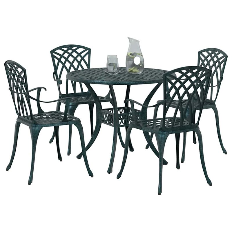 Casa si Gradina - Gradina si terasa - Mobilier exterior - Scaune si sezlonguri gradina - Set de masa pentru gradina 5 pcs Verde 90 x 90 x 75 cm - Infinity.ro