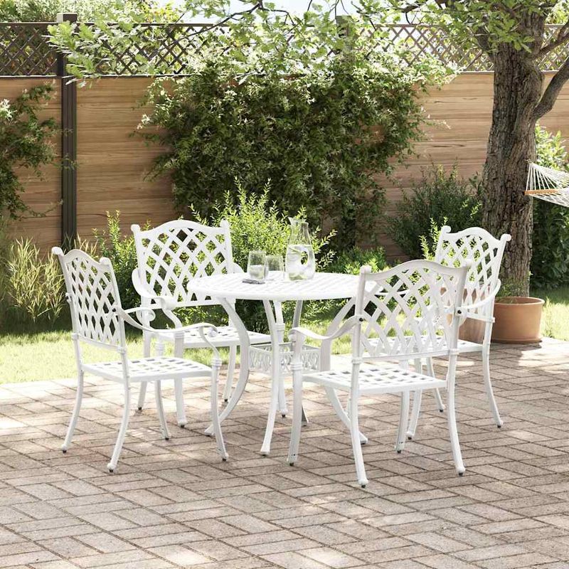 Casa si Gradina - Gradina si terasa - Mobilier exterior - Scaune si sezlonguri gradina - Set de masa pentru gradina 5 pcs Alb 90 x 90 x 75 cm - Infinity.ro