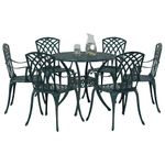 Casa si Gradina - Gradina si terasa - Mobilier exterior - Scaune si sezlonguri gradina - Set de masa pentru gradina 7 pcs Verde 90 x 90 x 75 cm - Infinity.ro