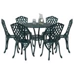 Casa si Gradina - Gradina si terasa - Mobilier exterior - Scaune si sezlonguri gradina - Set de masa pentru gradina 7 pcs Verde 90 x 90 x 75 cm - Infinity.ro